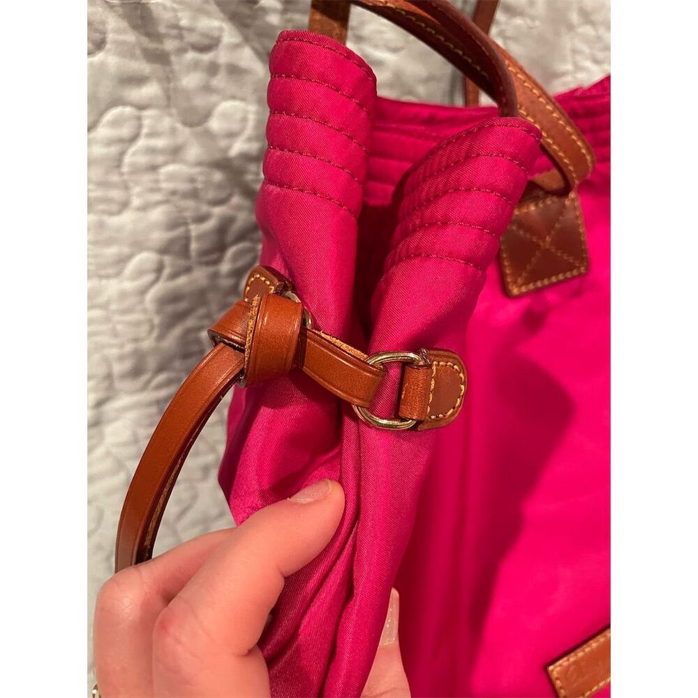 Dooney & Bourke Women's Bright Pink Nylon Tote Bag with Leather Trim - Picture 6 of 16